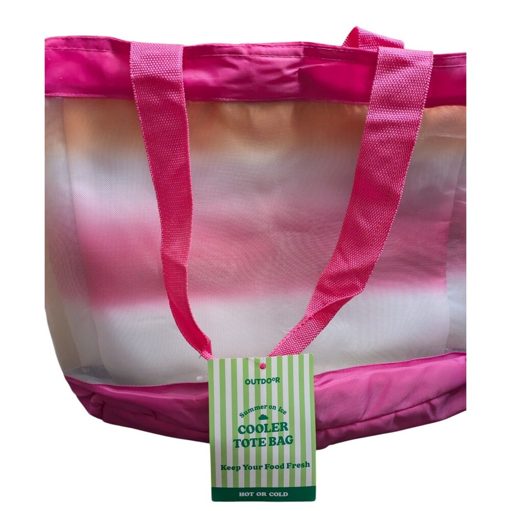 Pink Insulated Cooler Tote Bag Summer on Ice Lunch Beach Bag NEW - Picture 2 of 4